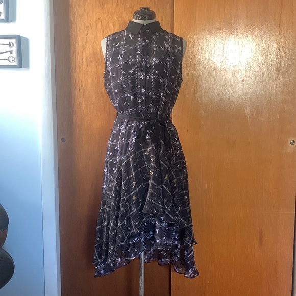Simply Vera Wang hi-lo floral plaid dress M - Picture 2 of 13